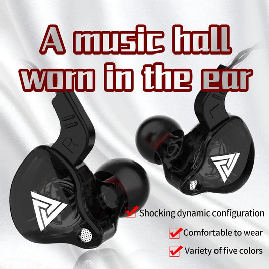 AK6 Wired In-Ear Earphones – 6 Dynamic Driver Unit, HiFi Bass, Stereo Sound, Built-In Mic, Sports Monitor Headset